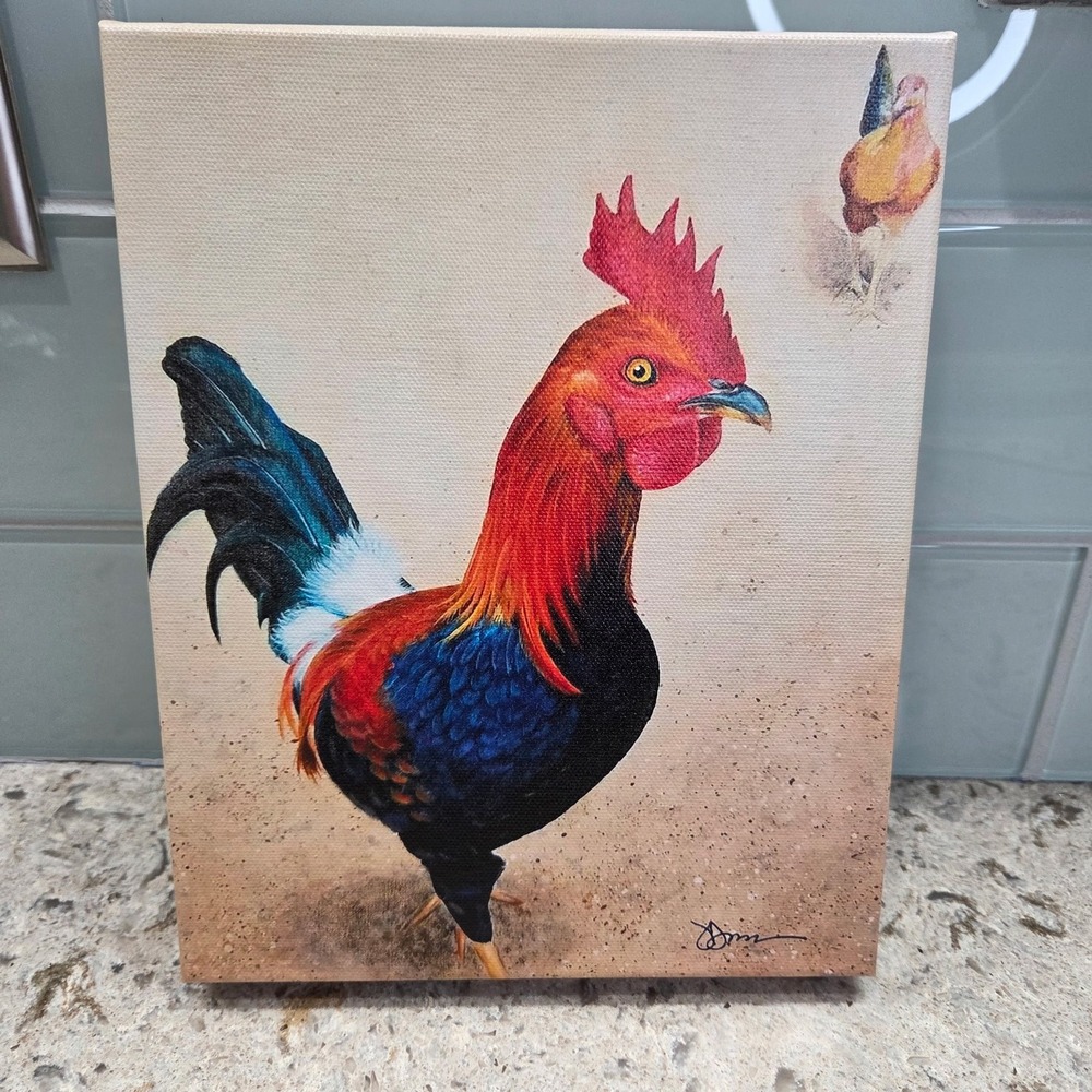 NEW Rooster Gallery Wrap Painting Print 8x10 Rustic Home Decor JDMUNSON